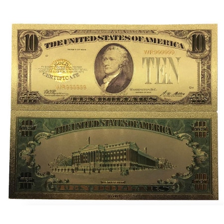 Endless Games Ten Dollar Commemorative Collectible Premium Replica Paper Money Bill 24k Gold Plated Fake Banknote EN3292630